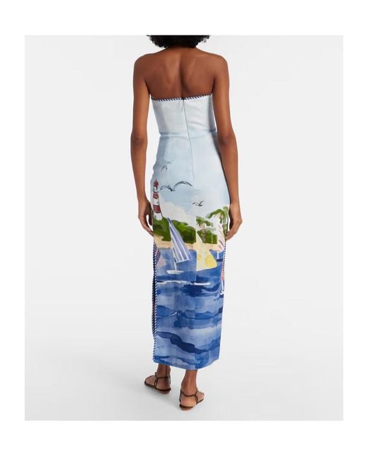 Leo White Ava Printed Linen Bustier Dress