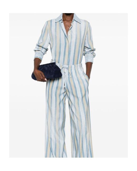 Ermanno Scervino Blue Striped Buttoned Shirt