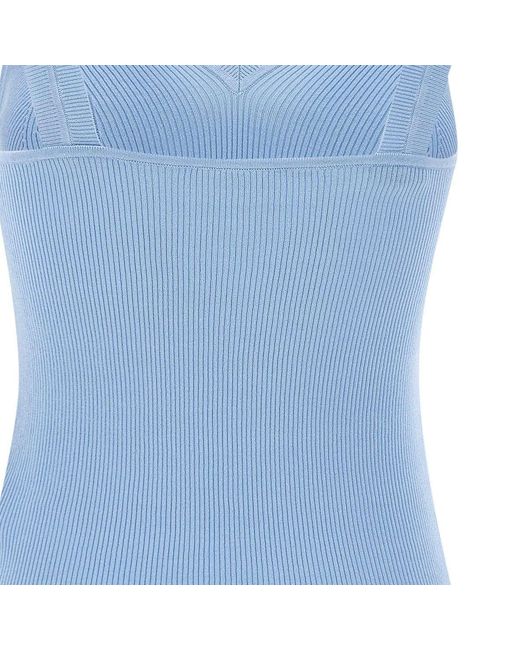 P.A.R.O.S.H. Blue Fine-Ribbed Tank Top
