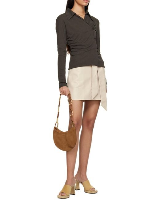 Nanushka Natural High-Waist A-Line Belted Mini Skirt