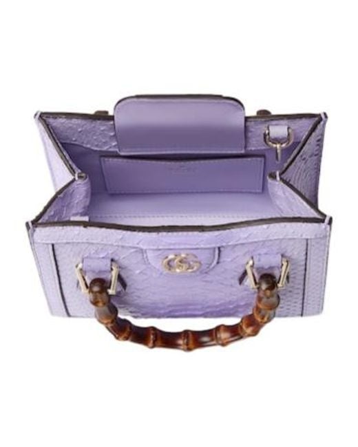 Gucci Purple Diana Small Python Tote Bag