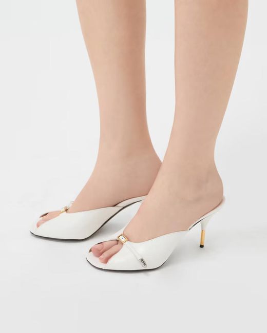 Versace White Nyx Buckled Heeled Mules