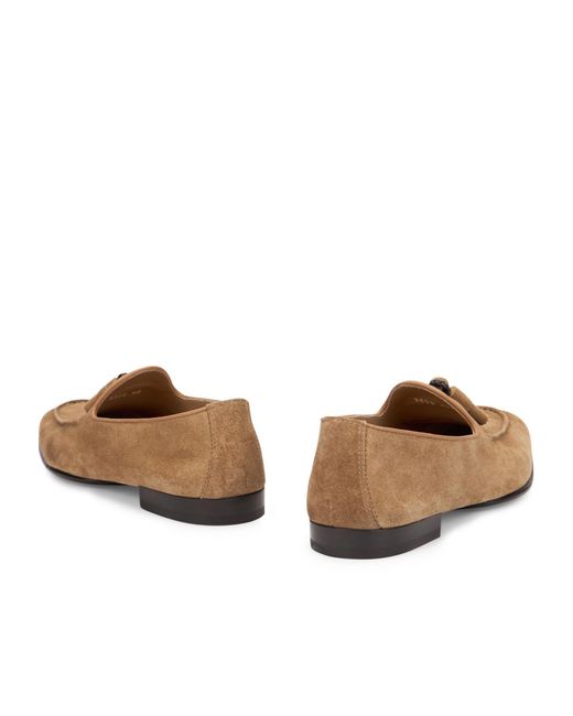 Doucal's Brown Almond Toe Alip-On Loafers for men