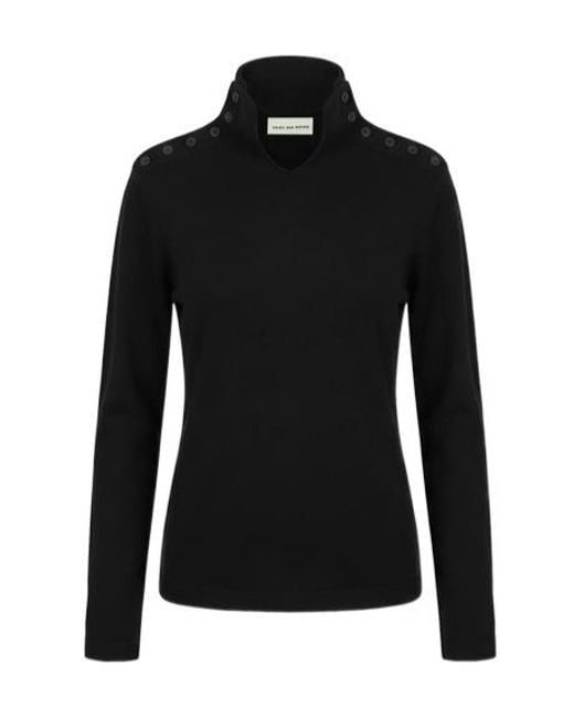 Dries Van Noten Black Long-Sleeve Knit Top for men