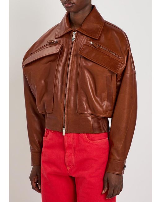 Versace Brown Loose Leather Jacket
