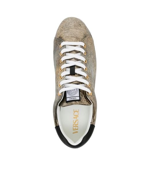 Versace Multicolor Greca Lizard-Effect Sneakers for men