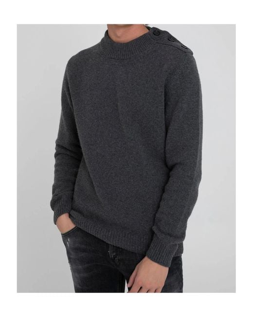 Dondup Black Stand Collar Wool Knitted Sweater for men