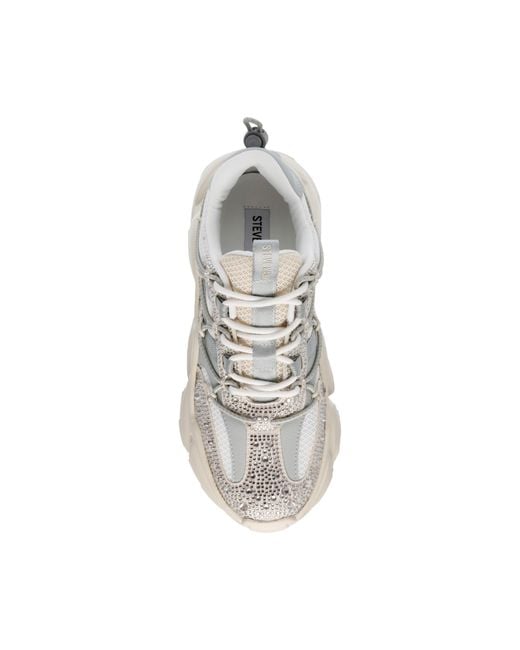 Steve Madden Silverwhite Rhinestoneembellished Chunky Sneakers