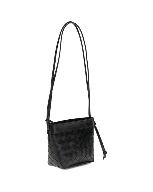 Bottega Veneta Black Intrecciato Strapped Shoulder Bag