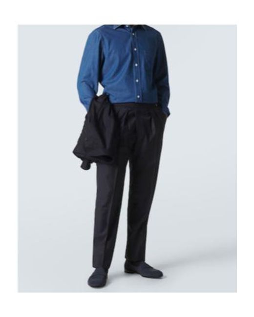 Brioni Blue Appia Leather Penny Loafers for men