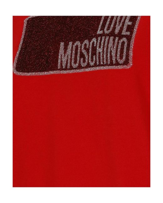 Moschino Red Logo Round-Necked Sweater