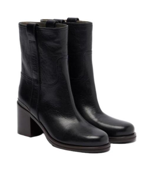 Brunello Cucinelli Black Monili Leather Ankle Boots