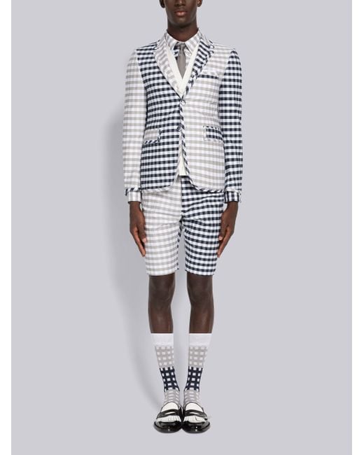 Thom Browne Blue Gingham Check Tailored Shorts for men