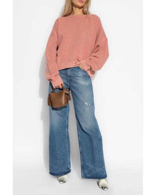 Acne Pink Round Collar Long Sleeve Sweater