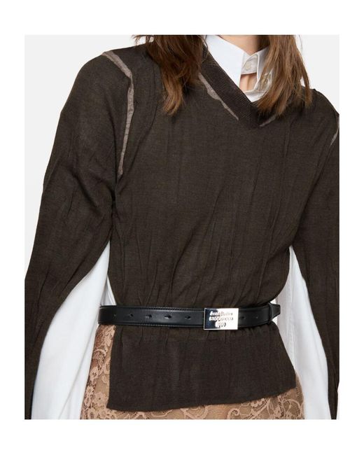 Acne Black Wrinkled V-Neck Jumper