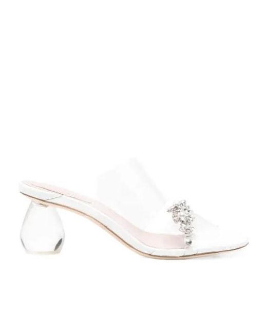 Simone Rocha White Embellished Perspex Heel Sandal