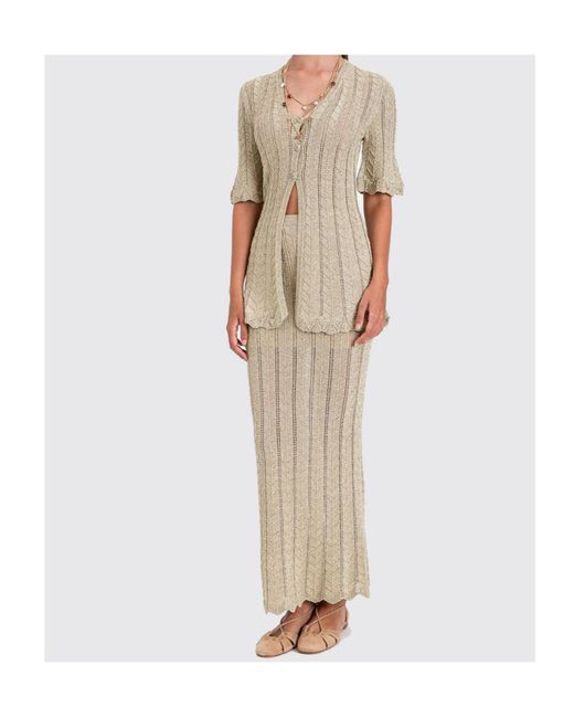 Twinset Natural Pointelle-Knit Chevron-Pattern Sweater