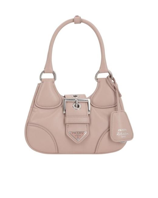 Prada Pink Moon Padded Triangle Logo Shoulder Bag
