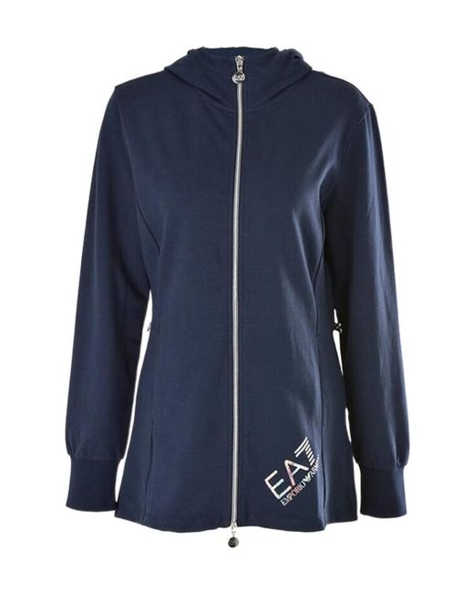 EA7 Blue Hoded Zipper Casual Jacket