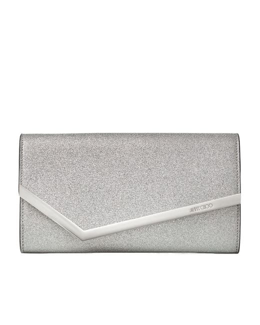 Jimmy Choo Gray Fine Glitter Leather Clutch Bag