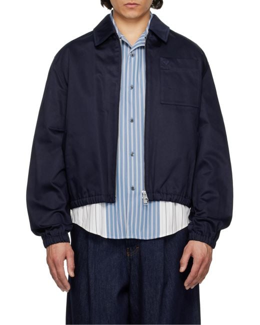 AMI Blue Ami De Coeur Zipped Jacket for men
