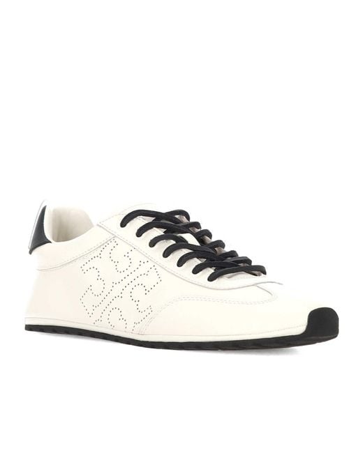 Tory Burch White Field Perforated Logo Sneakers