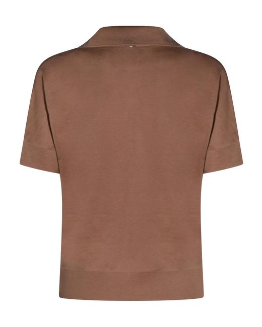 Herno Brown V-Neck Fine-Knit T-Shirt