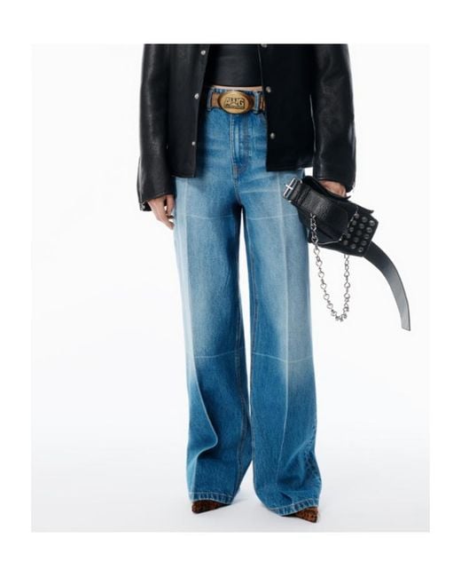 Alexander Wang Blue Logo Patch Faded Jeans