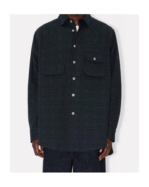 KENZO Blue Weave' Workwear Overshirt for men