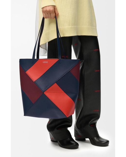 Loewe Red Medium Puzzle Fold Tote