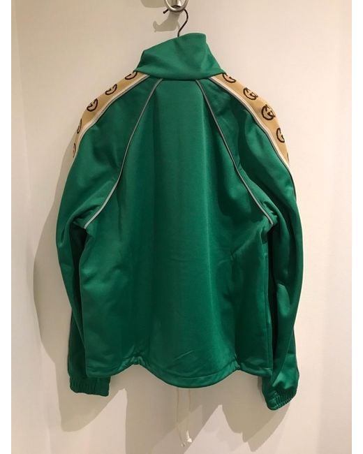 Gucci Green Logo Stripe Zip-Front Jacket for men