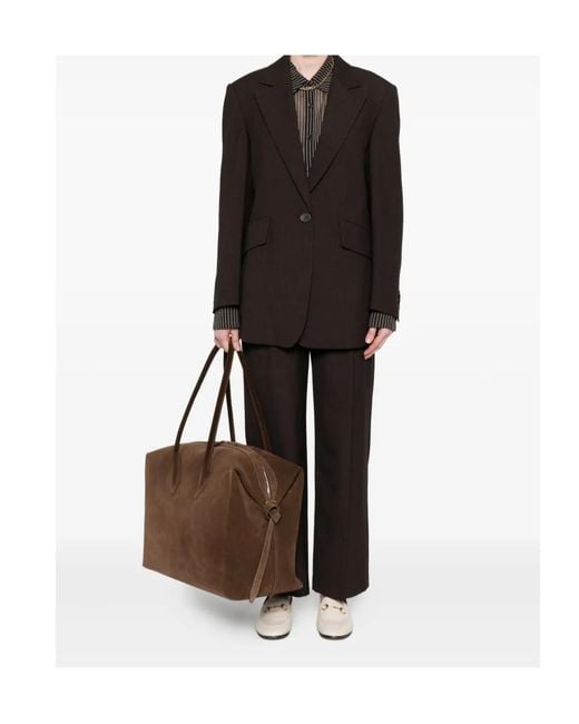 Low Classic Brown Pleated-Front Trousers