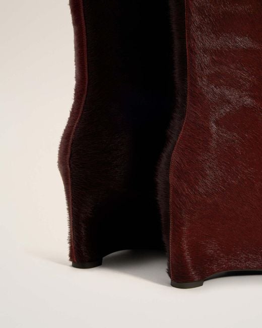 AMI Brown Square Toe Wedge Knee-High Boots