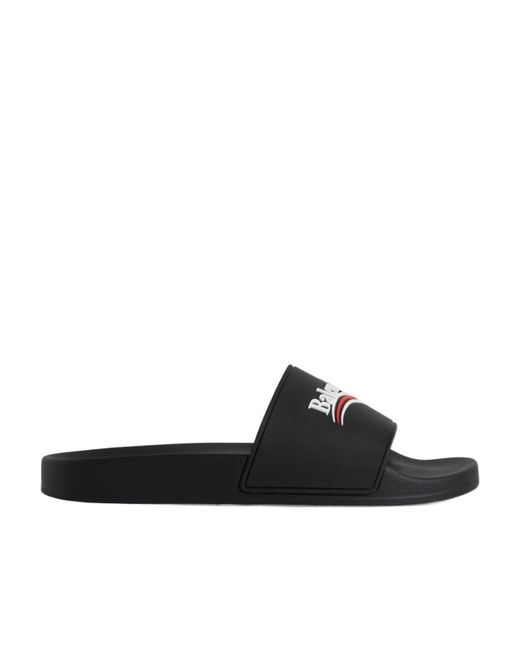 Balenciaga Black Political Campaign Pool Slides