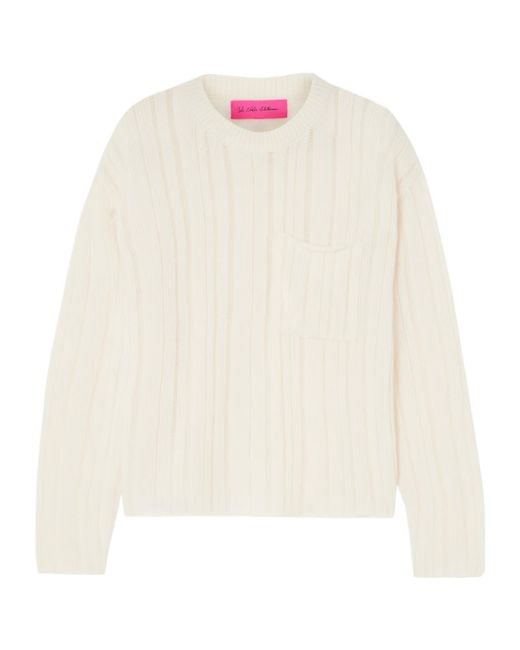 The Elder Statesman White Ribbed Cashmere And Cotton-Blend Sweater