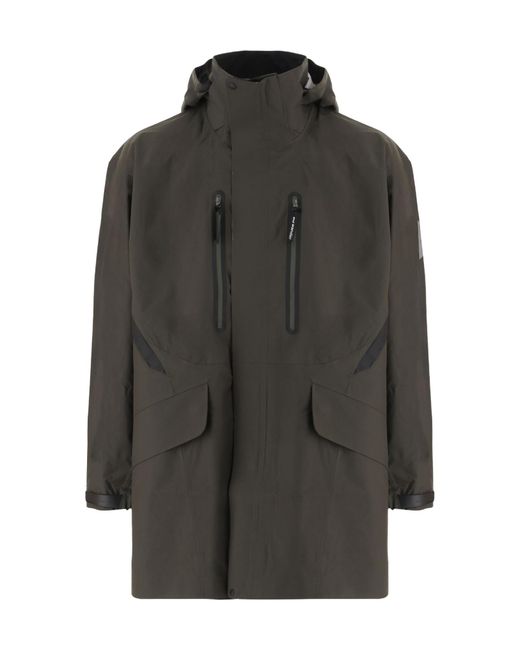 And Wander Gray Hooded Zip-Pocket Coat for men