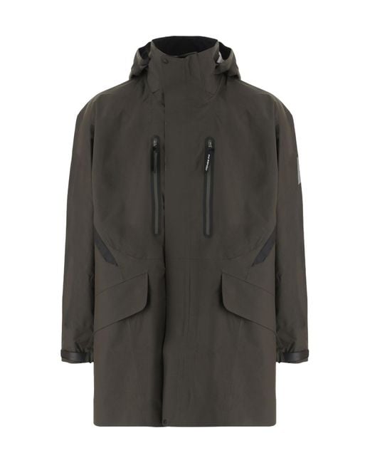 And Wander Gray Hooded Zip-Pocket Coat for men