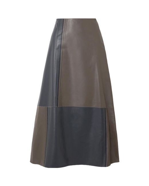 Joseph Gray Cezanne Paneled Leather Midi Skirt