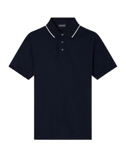 Emporio Armani Blue Trim-Collar Polo Shirt for men