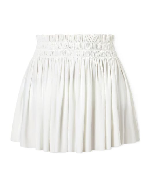 Norma Kamali White Pickleball Pleated Midi Skirt