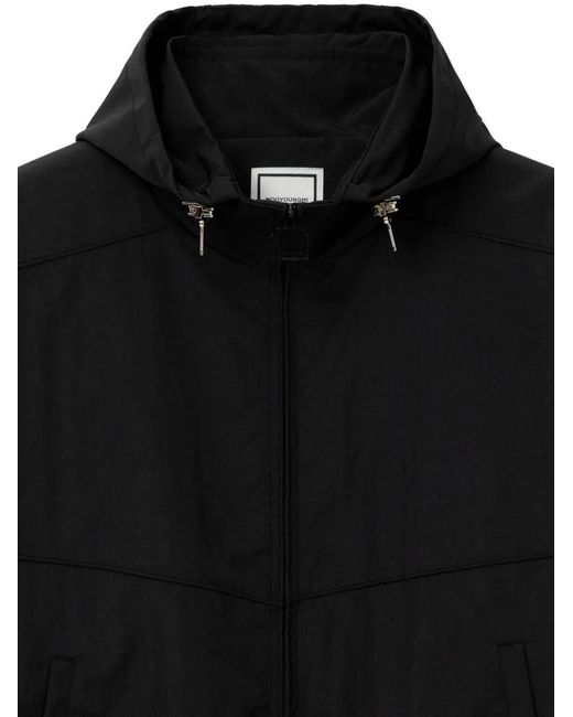 Wooyoungmi Black Zip-Up Hooded Windbreaker Jacket for men