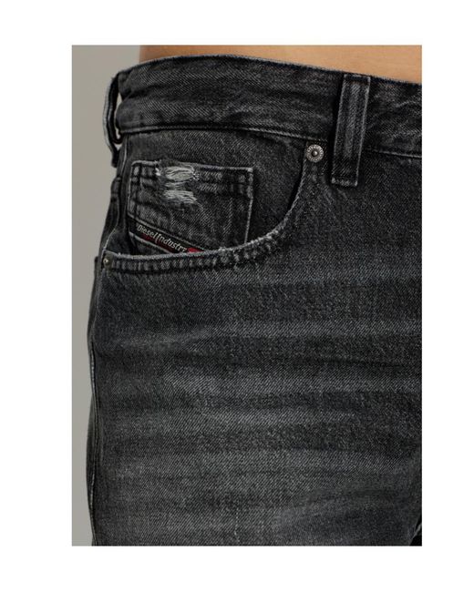 DIESEL Gray D Macs Straight-Leg Distressed Jeans for men