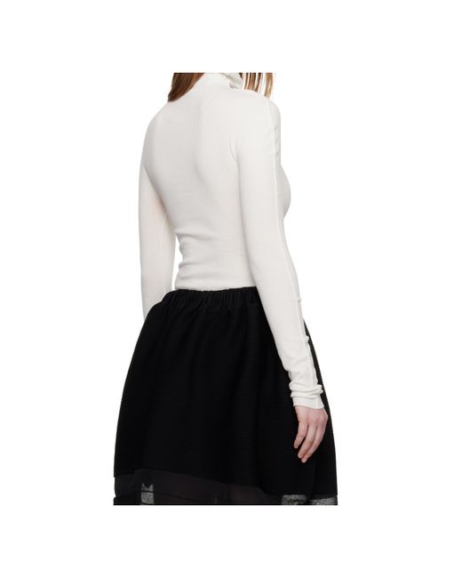 Issey Miyake White High-Neck Long-Sleeved Knitwear