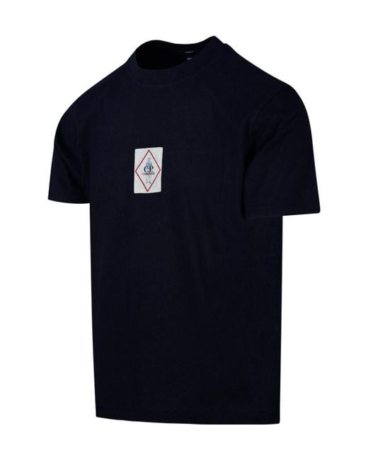 C P Company Blue Logo Patch Crewneck T-Shirt for men