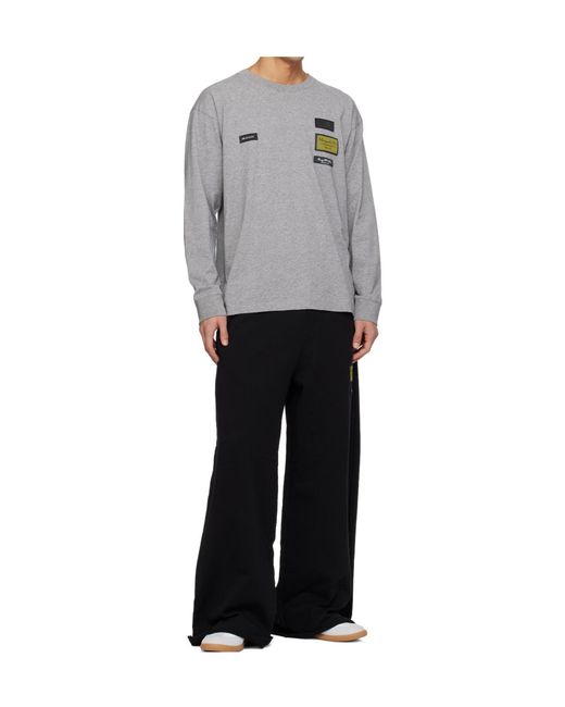 MM6 by Maison Margiela Gray Crew Neck Long-Sleeved T-Shirt for men
