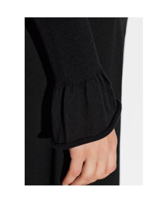 Jil Sander Black Ruffled Hem Knitted Sweater