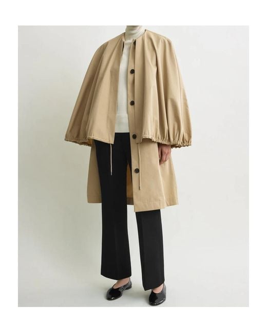 Totême Natural Totême Drawstring Detachable-Cape Coat