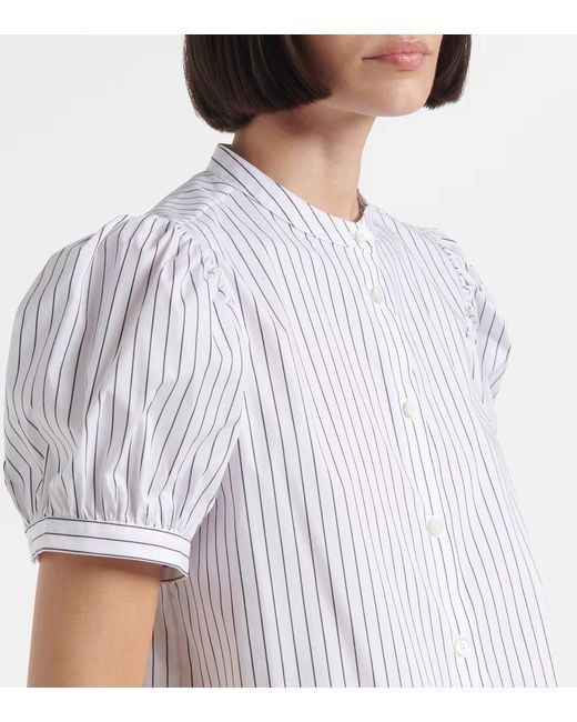 FRAME White Striped Short-Sleeved Shirt