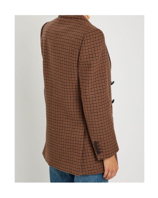 Chloé Brown Checked Wool-Blend Blazer
