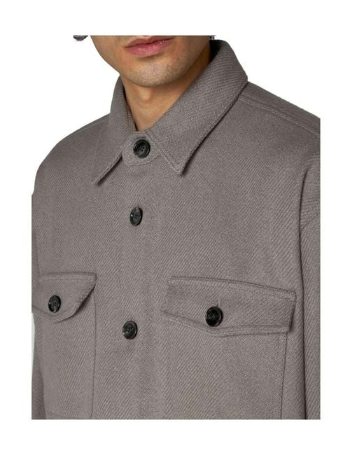 AMI Gray Long-Sleeved Buttoned Shirt for men